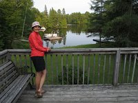 On the porch with a view of the lake.